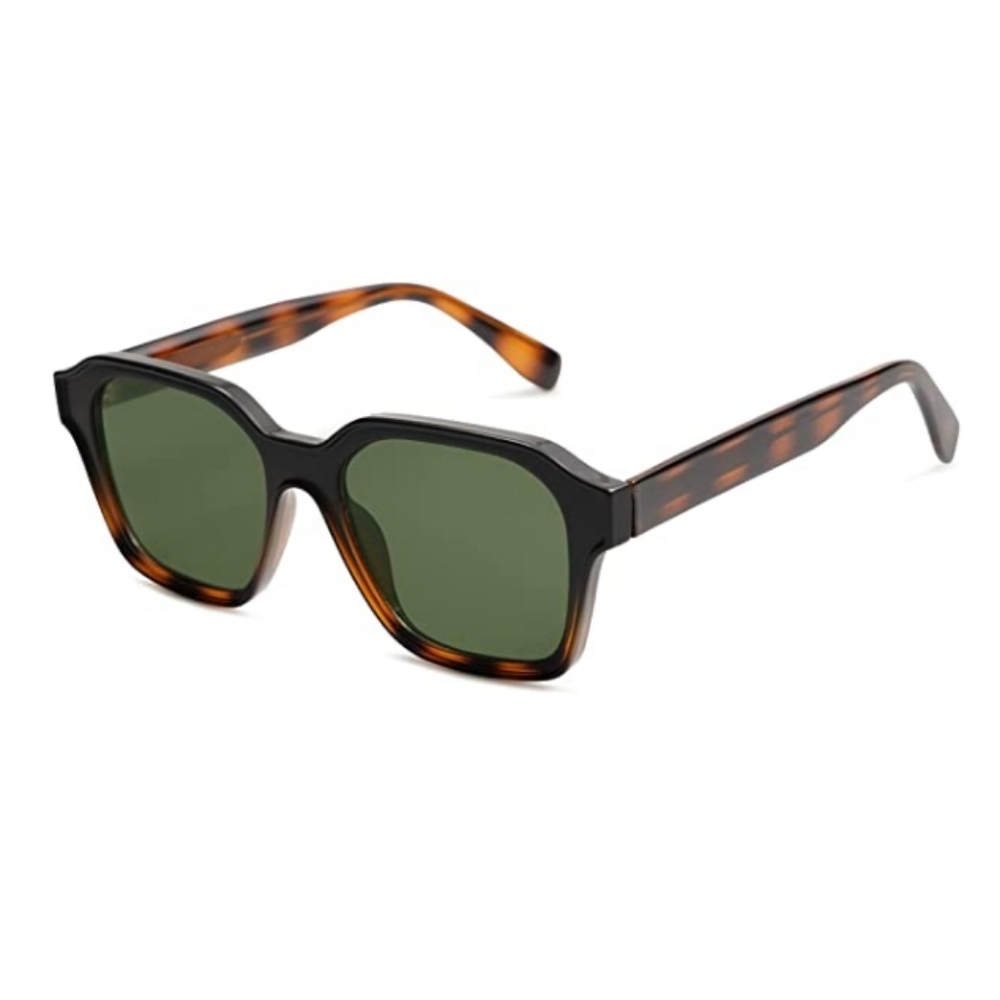 Tortoise Brown Square Sunglasses Retro Trendy UV400 Protection - Picture 1 of 4